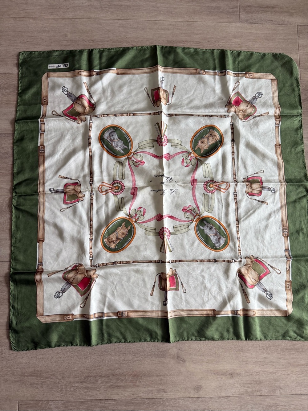 Vintage Celine silk scarf with horses